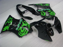 Kit de carénage noir et vert style usine - NINJA ZX-6R 00-02
