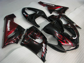 Kit de carénage noir et rouge flamme - NINJA ZX-6R 05-06