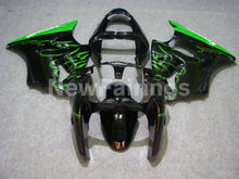 Charger l&#39;image dans la galerie, Black and Green Flame NINJA ZX 6R 00 02 Fairing Kit
