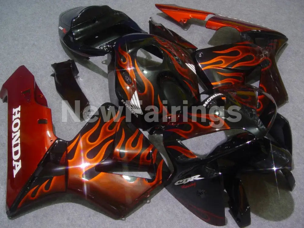 Black and Orange Flame - CBR600RR 05-06 Fairing Kit