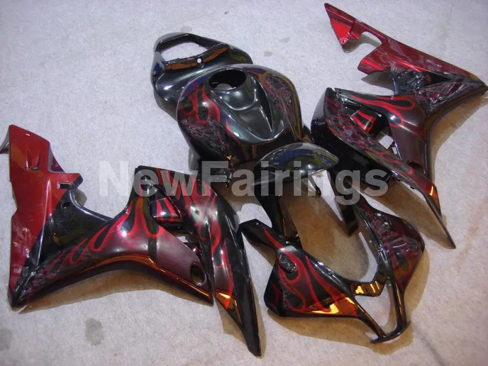 Black and Red Flame - CBR600RR 07-08 Fairing Kit
