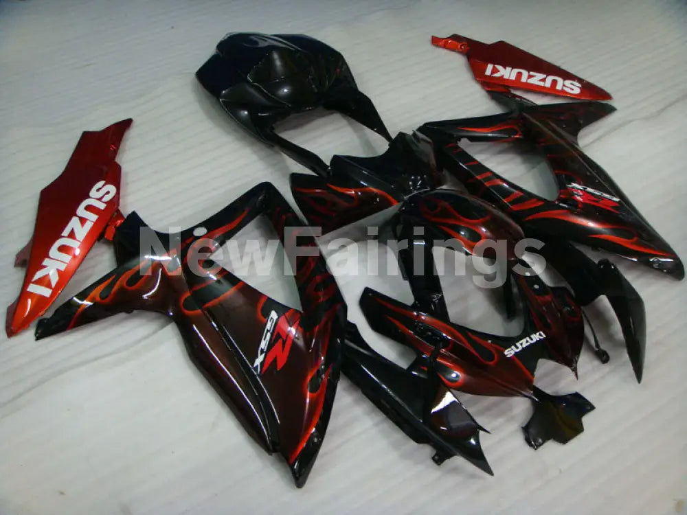 Black and Red Flame - GSX-R750 08-10 Fairing Kit