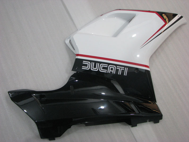 Black and White Factory Style - Ducati 848/1098/1198 07-11 Fairing Kit (Single Passenger Seat)