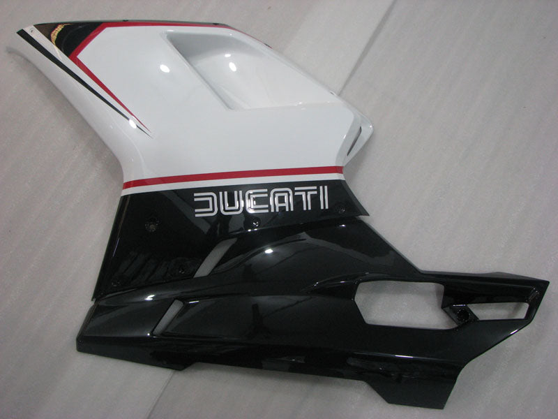 Black and White Factory Style - Ducati 848/1098/1198 07-11 Fairing Kit (Single Passenger Seat)
