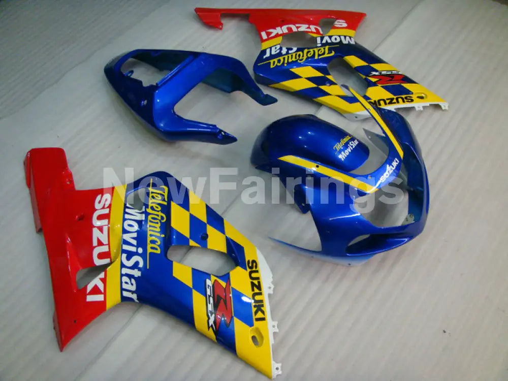 Blue and Yellow Red Movistar - GSX-R600 01-03 Fairing Kit