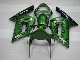 Green and Black Flame - NINJA ZX-6R 03-04 Fairing Kit