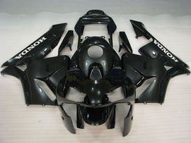 Tout Noir avec des décalcomanies blanches Style Usine - Kit de Carénage CBR600RR 03-04