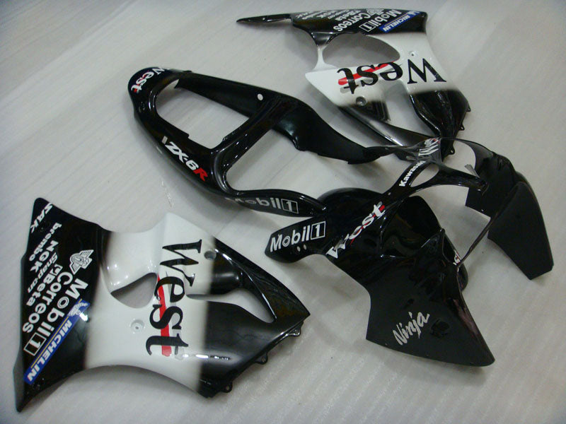 Kit de carénage pour NINJA ZX-6R 00-02 - Noir et Blanc West