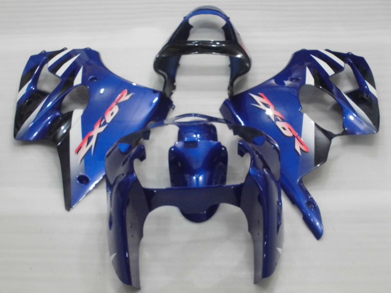 Kit de carénage bleu et noir style usine - NINJA ZX-6R 00-02