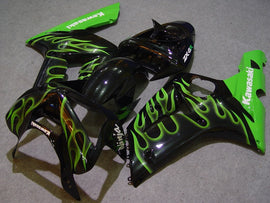 Kit de carénage noir et vert flamme pour NINJA ZX-6R 03-04