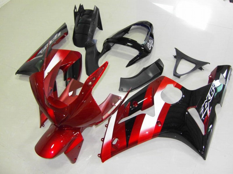 Kit de carénage rouge et noir style usine - NINJA ZX-6R 03-04