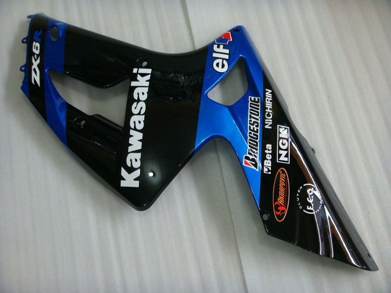 Kit de carénage bleu noir style usine - NINJA ZX-6R 03-04