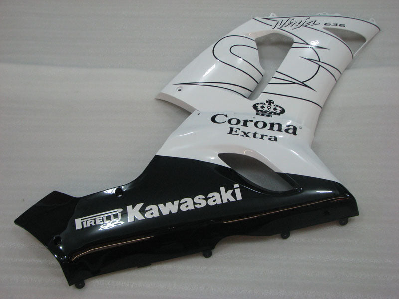 Kit de carénage Corona blanc et noir - NINJA ZX-6R 05-06