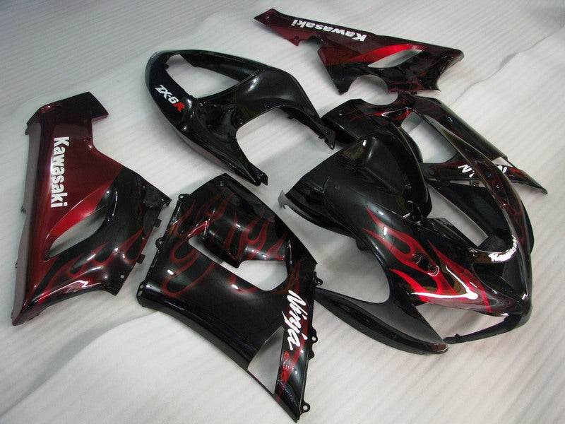 Kit de carénage noir et rouge flamme - NINJA ZX-6R 05-06