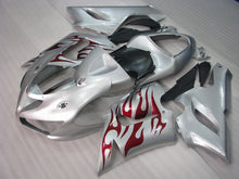 Charger l&#39;image dans la galerie, Kit de carénage flamme argent et rouge - NINJA ZX-6R 05-06