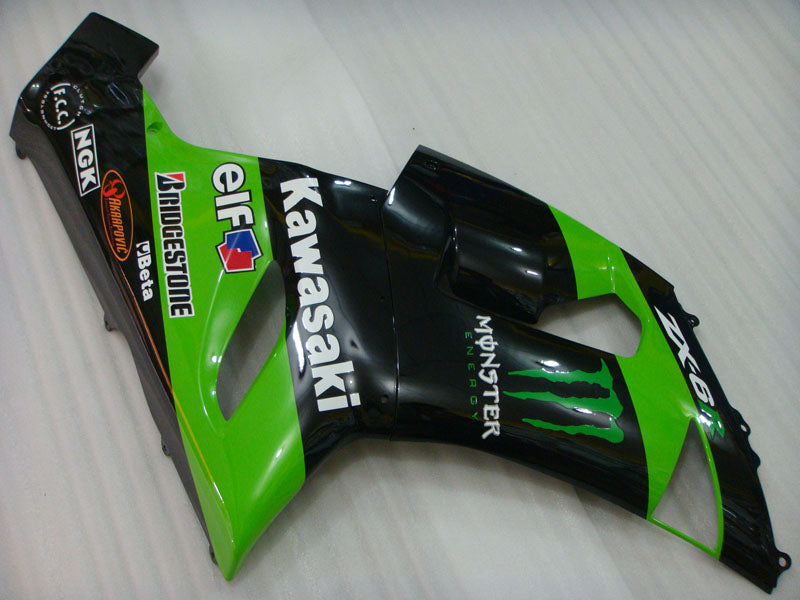 Kit de carénage Monster vert et noir - NINJA ZX-6R 05-06