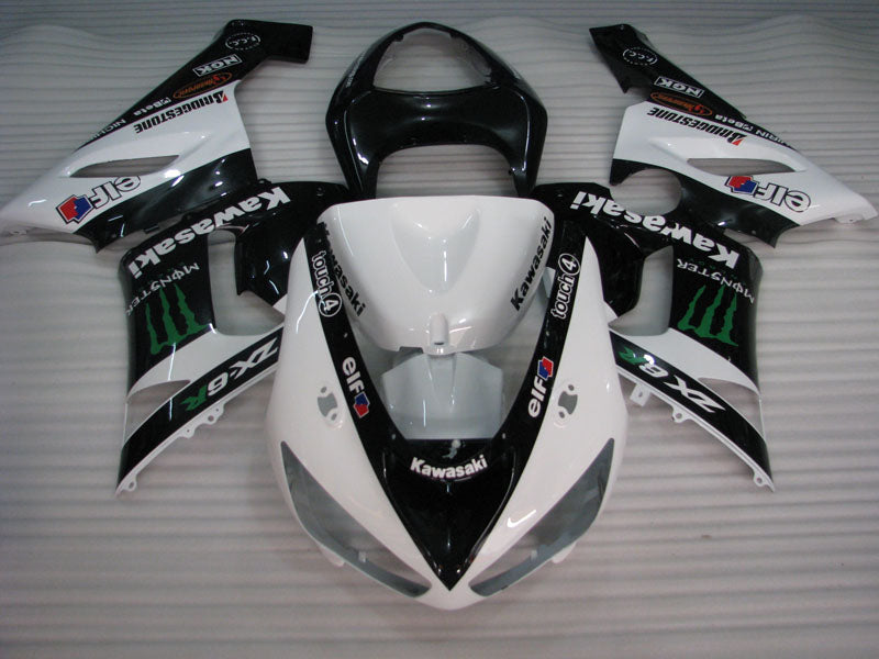 Kit de carénage Monster noir et blanc - NINJA ZX-6R 05-06