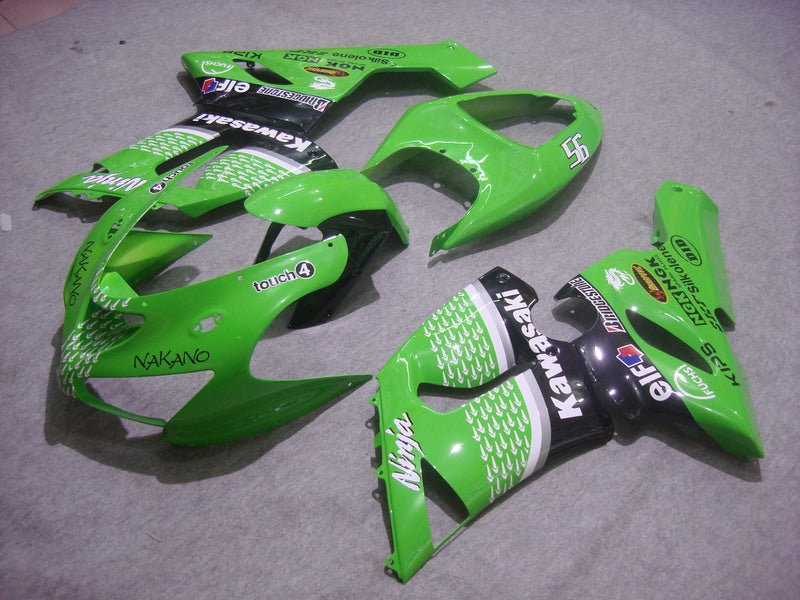 Kit de carénage Nakano vert et noir numéro 56 pour NINJA ZX-6R 05-06