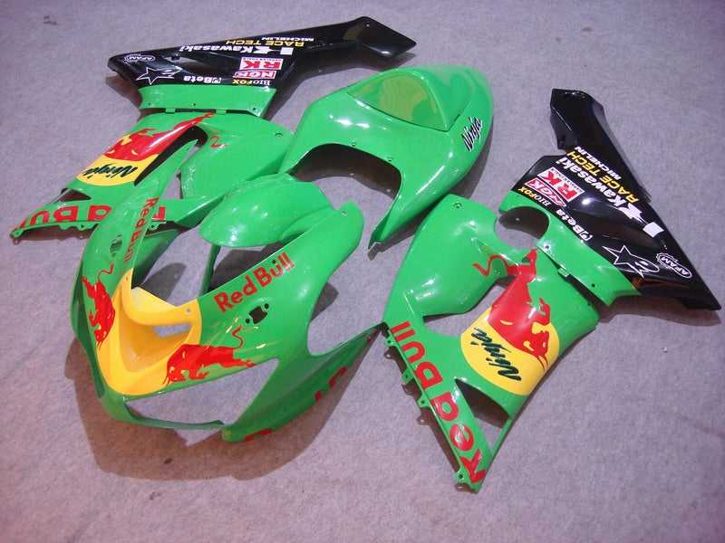 Kit de carénage Red Bull vert et noir pour NINJA ZX-6R 05-06