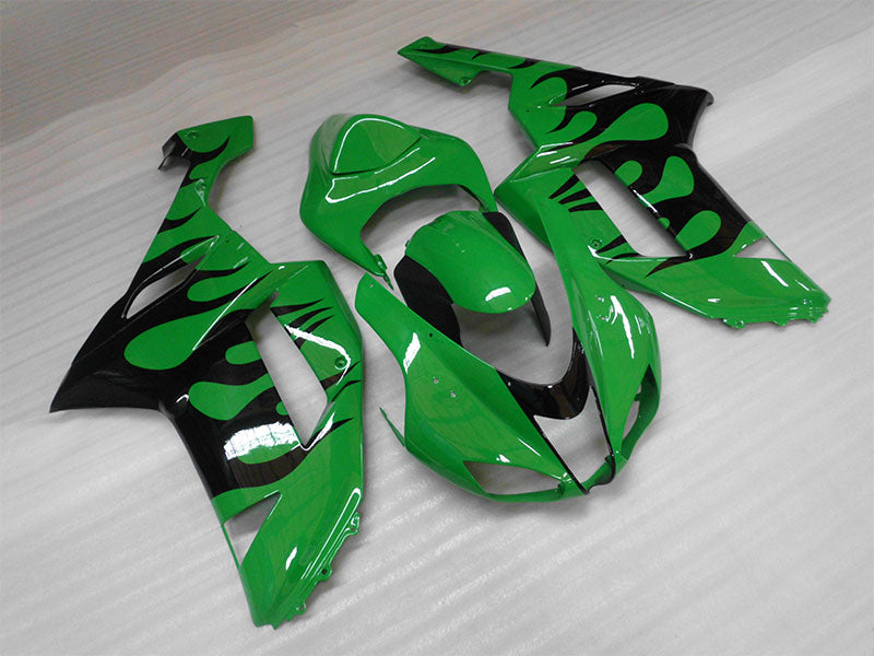 Flamme verte et noire - Kit de carénage NINJA ZX-6R 07-08