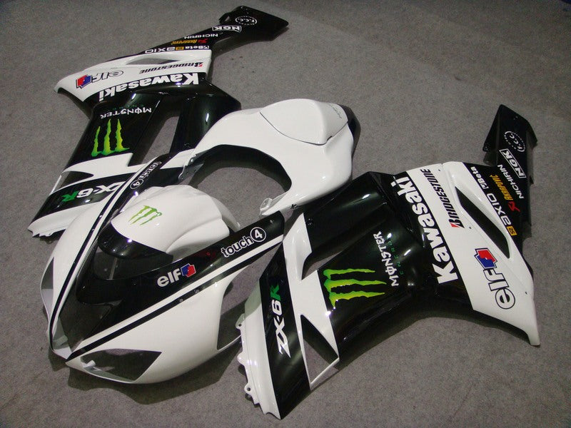 Kit de carénage Monster blanc et noir - NINJA ZX-6R 07-08
