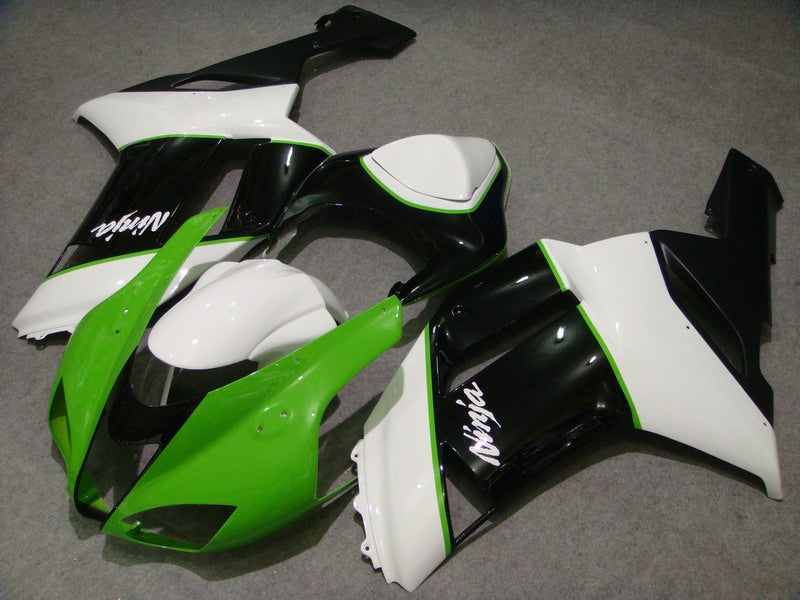 Kit de carénage style usine blanc, vert et noir - NINJA ZX-6R 07-08