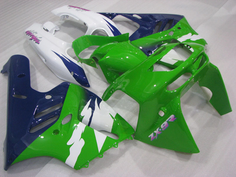 Kit de carénage vert et blanc bleu style usine - NINJA ZX-9R 94-97