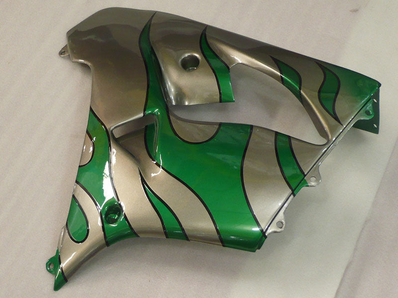 Kit de carénage Silver and Green Flame - NINJA ZX-9R 00-01