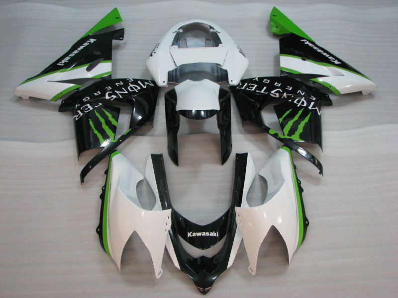 White and Black Green Monster - NINJA ZX-10R 04-05 Fairing Kit