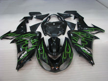 Charger l&#39;image dans la galerie, Black and Green Flame - NINJA ZX-10R 06-07 Fairing Kit