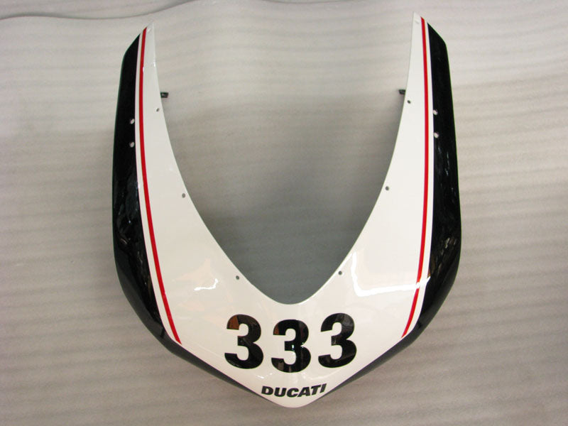 Number 333 Black and White Red Factory Style - Ducati 1198 07-11 Fairing Kit (Single Passenger Seat)