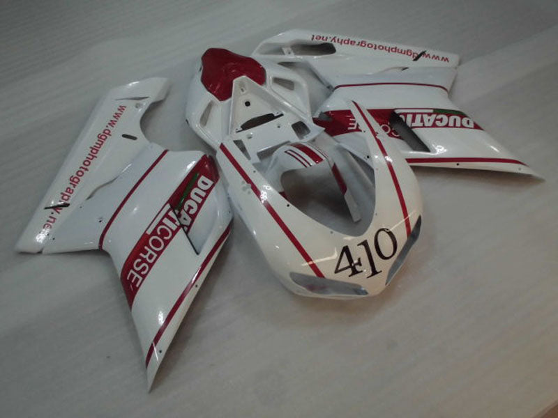 Number 410 White and Red Factory Style - Ducati 848/1098/1198 07-11 Fairing Kit