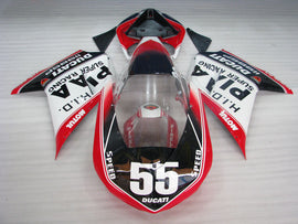 Number 55 Red and White Black MOTUL - Ducati 1198 07-11 Fairing Kit (Single Passenger Seat)