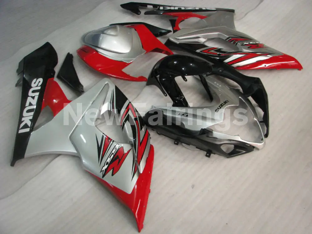 Red and Silver Black Factory Style - GSX-R1000 05-06 Fairing Kit