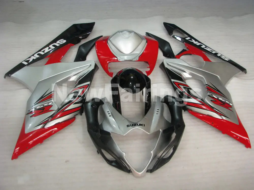 Red and Silver Black Factory Style - GSX-R1000 05-06 Fairing Kit