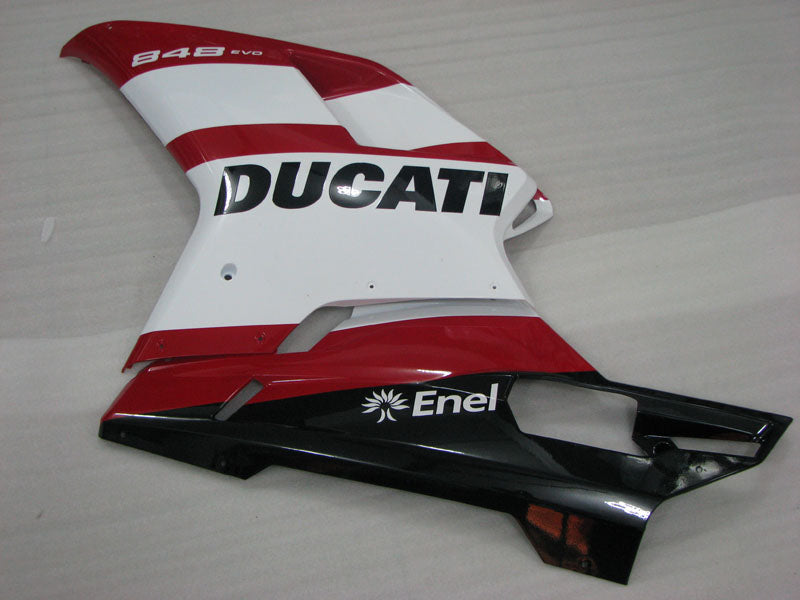 Red and White Black Enel - Ducati 848 07-11 Fairing Kit