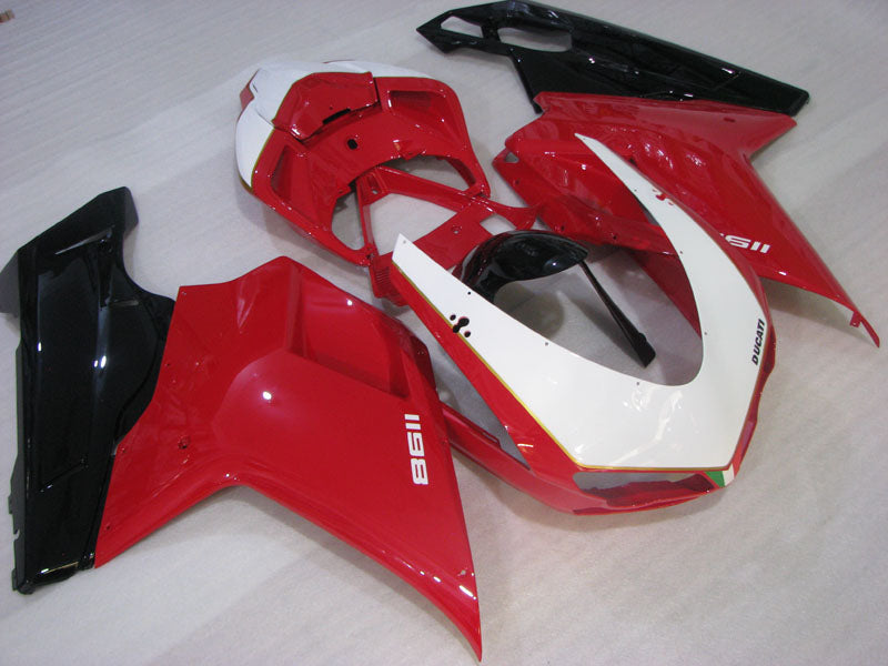 Red and White Black Factory Style - Ducati 1198 07-11 Fairing Kit