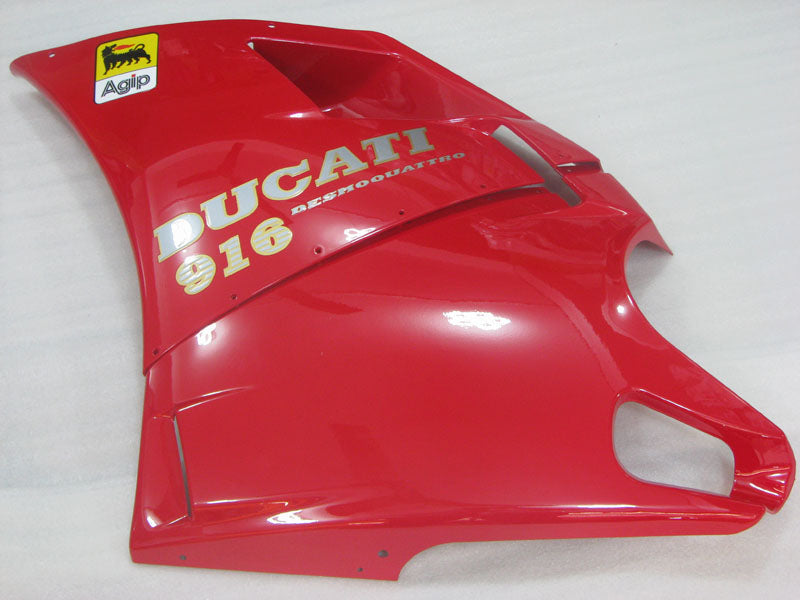 Red and White Black Factory Style - Ducati 916 96-02 Fairing Kit (Single Passenger Seat)