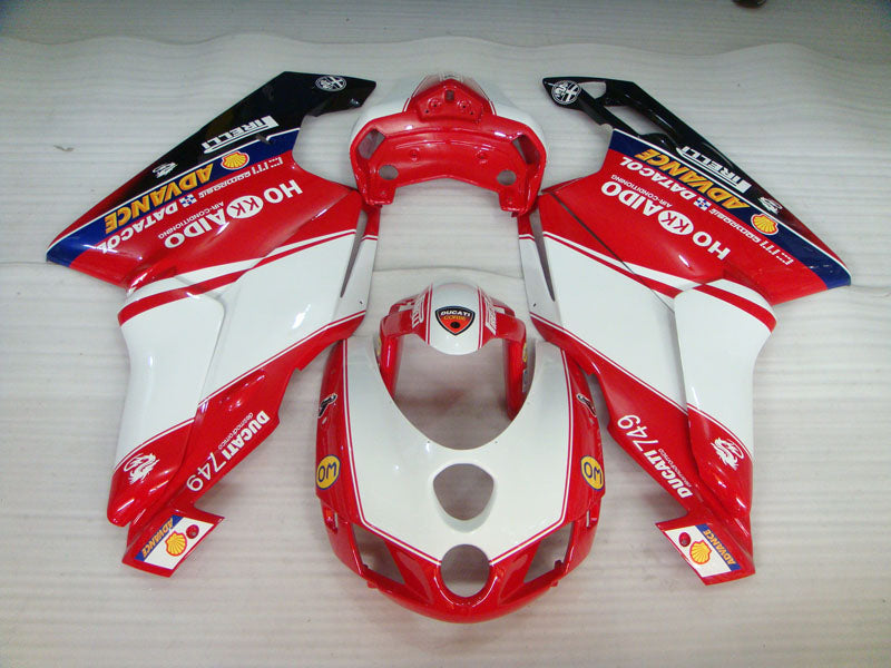 Red and White Black PIRELLI - Ducati 749 05-06 Fairing Kit (Single Passenger Seat)