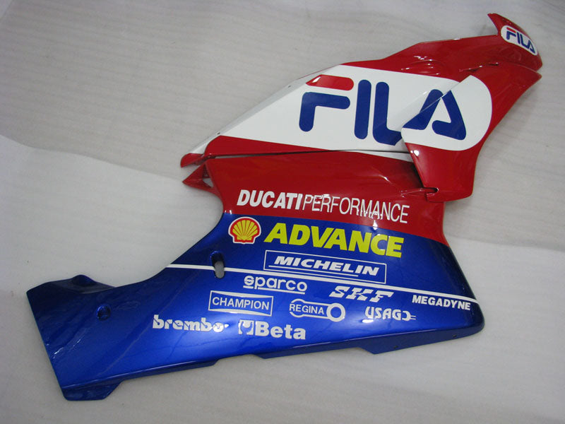 Red and White Blue FILA - Ducati 749/999 03-04 Fairing Kit (Single Passenger Seat)