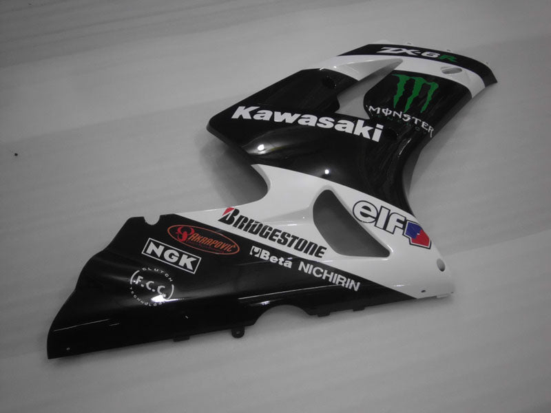 White and Black Monster - NINJA ZX-6R 03-04 Fairing Kit