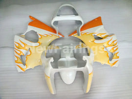 White and Orange Flame NINJA ZX 6R 00 02 Fairing Kit