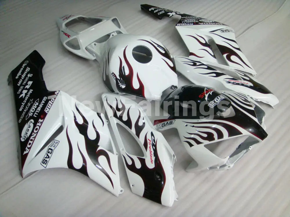 White and Wine Red Flame - CBR1000RR 04-05 Fairing Kit