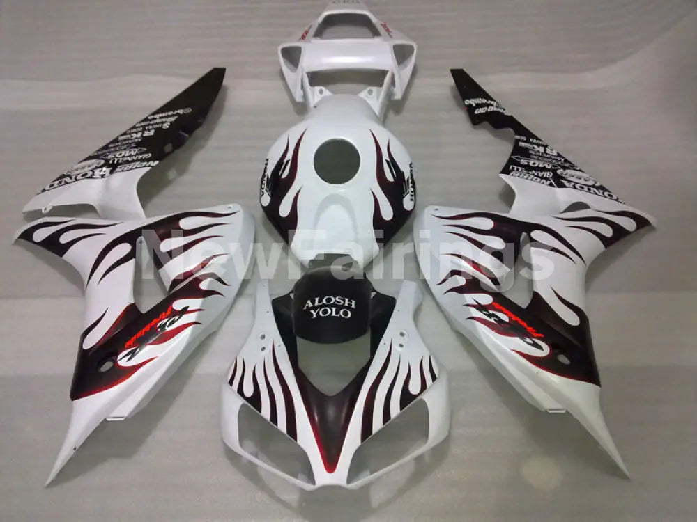 White and Wine Red Flame - CBR1000RR 06-07 Fairing Kit