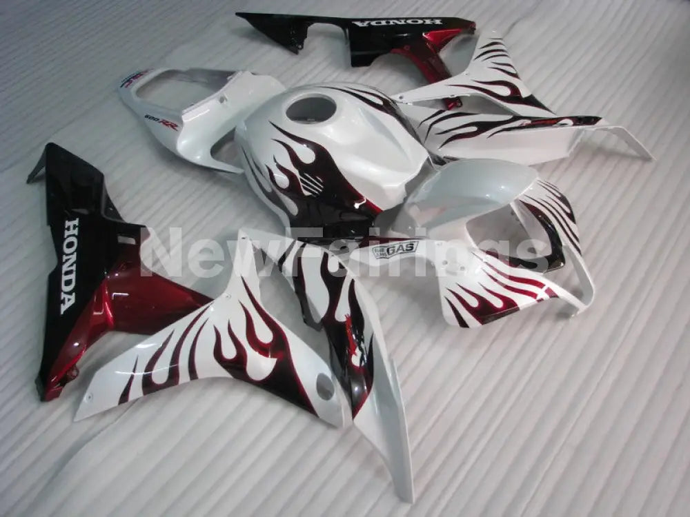 White and Wine Red Flame - CBR600RR 07-08 Fairing Kit