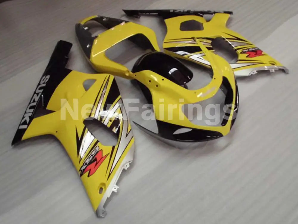 Yellow and Silver Black Factory Style - GSX-R600 01-03 Fairing Kit