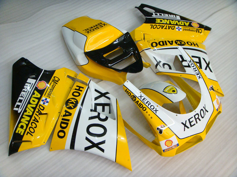 Yellow and White Black XEROX - Ducati 748/916/996/998 96-02 Fairing Kit (Single Passenger Seat)